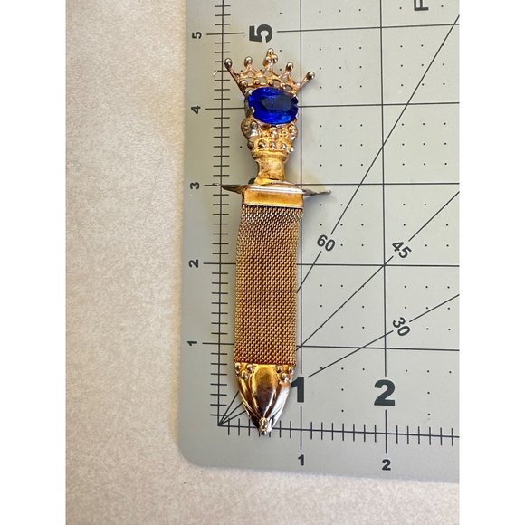 Antique Edwardian sterling silver gold filled blue paste mesh chain brooch pin - Picture 10 of 10